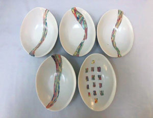 Coloured clay; ceramics